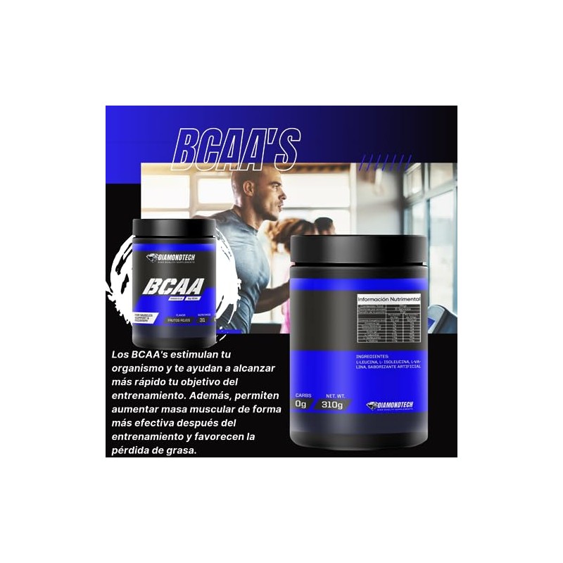 Aminoacidos BCAA 310g 31 servicios Frutos Rojos
