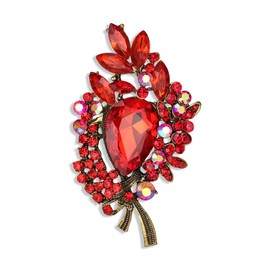 EVER FAITH Bouquet Brooch Bridal Rhinestone Crystal Pin Shiny Teardrop Marquise Vintage Jewellery Gift for Women, Crystal