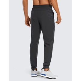CRZ YOGA Athletic Joggers for Men 29" Lightweight Water Resistant Outdoor Workout Pants with Zip Pockets Ink Gray Large