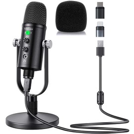 Mercase USB Microphone for Podcast, Recording, Sing, ASMR, with Mute Button,Plug & Play,Cardioid Pickup,Volume Control for Computer,Phone,MAC