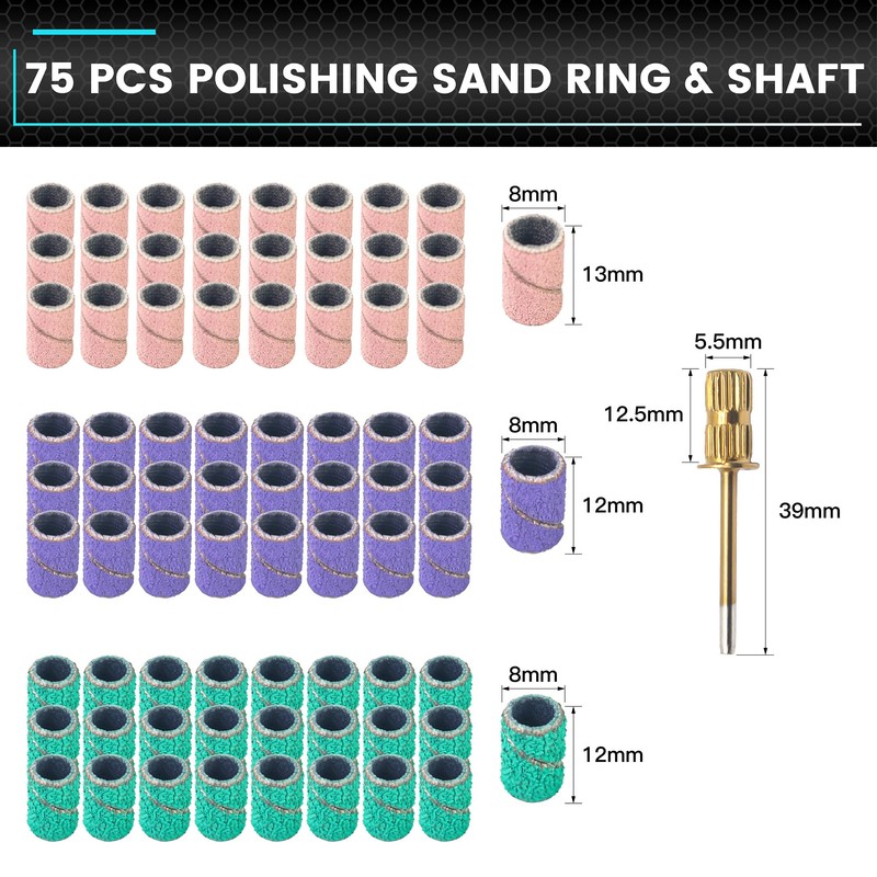 AM ARROWMAX 75Pcs Sanding Drums Kit, 80 120 180 Grit