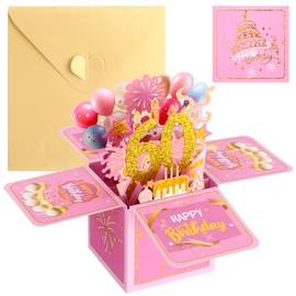 Candcamp 60th Birthday Card, 60th Birthday Pop-Up Greeting Card for Women 3D Pop Up Greeting Card with Note and Envelope 60th Birthday Gifts for Wife Daughter Girlfriend Women