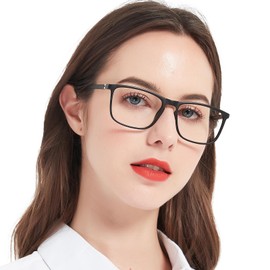OCCI CHIARI Big Square Reading Glasses Women TR90 Readers With Large Head（2.0+ Black/Clean 1.0 1.25 1.5 1.75 2.0 2.25 2.5 2.75 3.0 3.5 4.0 5.0 6.0