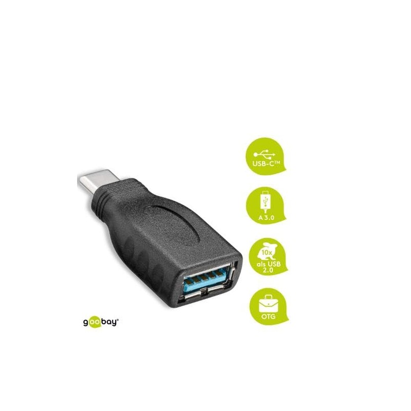 Goobay 45395 USB-C to USB A 3.0 Adapter, Black