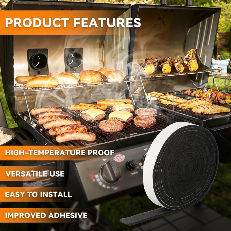 onlyfire Hi Temp BBQ Smoker Gasket with Adhesive for BBQ