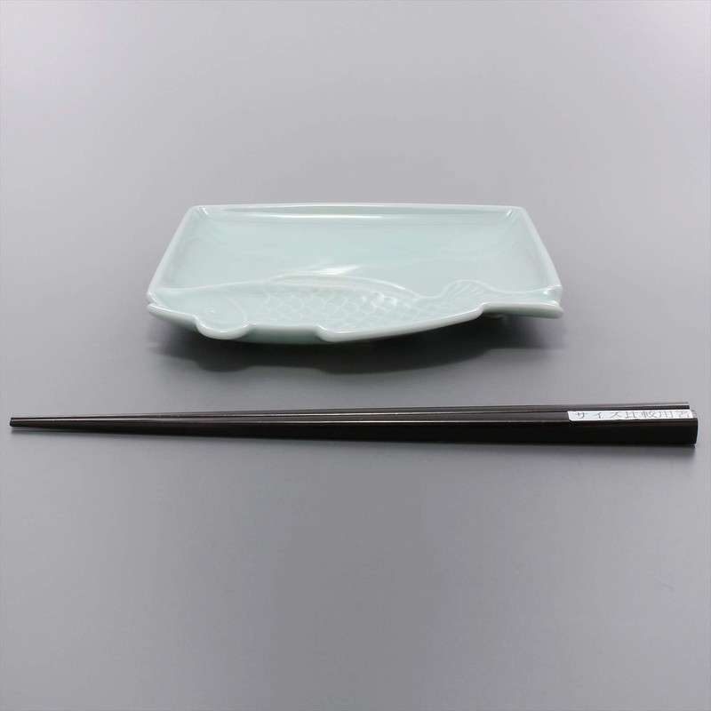 Hasamiyaki 303344C501 Fish Plate (Toto Plate), Square Plate, Celadon