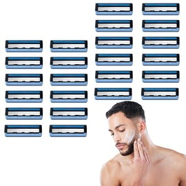 24Pcs Compatible with M 3 Razor Blades, 3 Precision Refills, Washable Shaver Heads with Lubrication Strip, G.M3 for Men, Father, Boyfriend