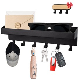 Key Holder for Wall,Key Hooks for Wall Decorative,Mail Organizer and Key Holder with Tray,Key Rack Wall Mounted with 6Hooks for Hallway,Entryway,Kitchen,Bathroom,Key Hanger with 2 Installation Ways