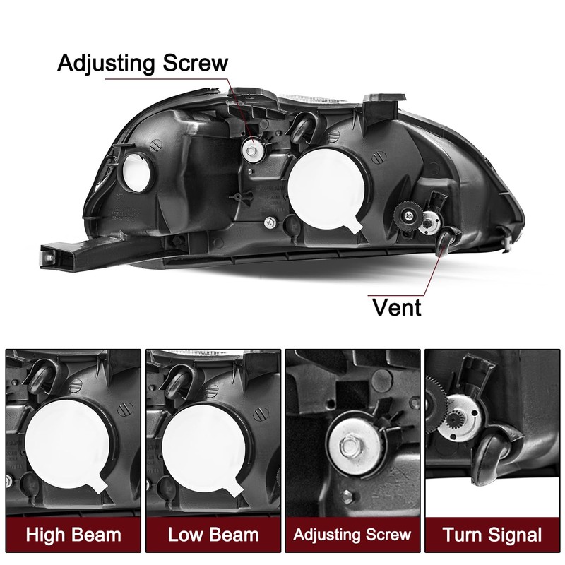 JSBOYAT Headlight Assembly Replacement for Honda Civic 1996 1997 1998
