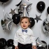 TRIXES 5 Silver Star Balloons, 18'' Metallic, Birthday Celebration Table