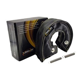 Xinhan T25 T3 T4 T6 Turbocharger Fiberglass Turbo Shield Turbo Blanket High Temperature with 2 springs fastener (Black, T25)