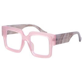 Teumire Oversized Square Blue Light Glasses Women Men Thick Big Frame Computer Eyewear Non Prescription Eye Glasses(Pink)