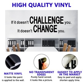 Motivational Quotes Wall Stickers for Gym: Office Inspirational Positive Vinyl Art Wall Decals for Classroom School Bedroom Living Room - If it Doesn't Challenge You 25" X 7"