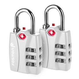 Fosmon TSA Approved Locks for Luggage. Suitcase Locks with Open Alert Indicator, 3 Digit Combination Padlock with Alloy Body for Travel, Backpack Zipper Anti Theft, Locker, Gym- Silver 2 Pack
