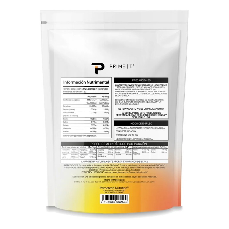 Protena Aislada e Hidrolizada Iso H Primetech, 23 Serv con