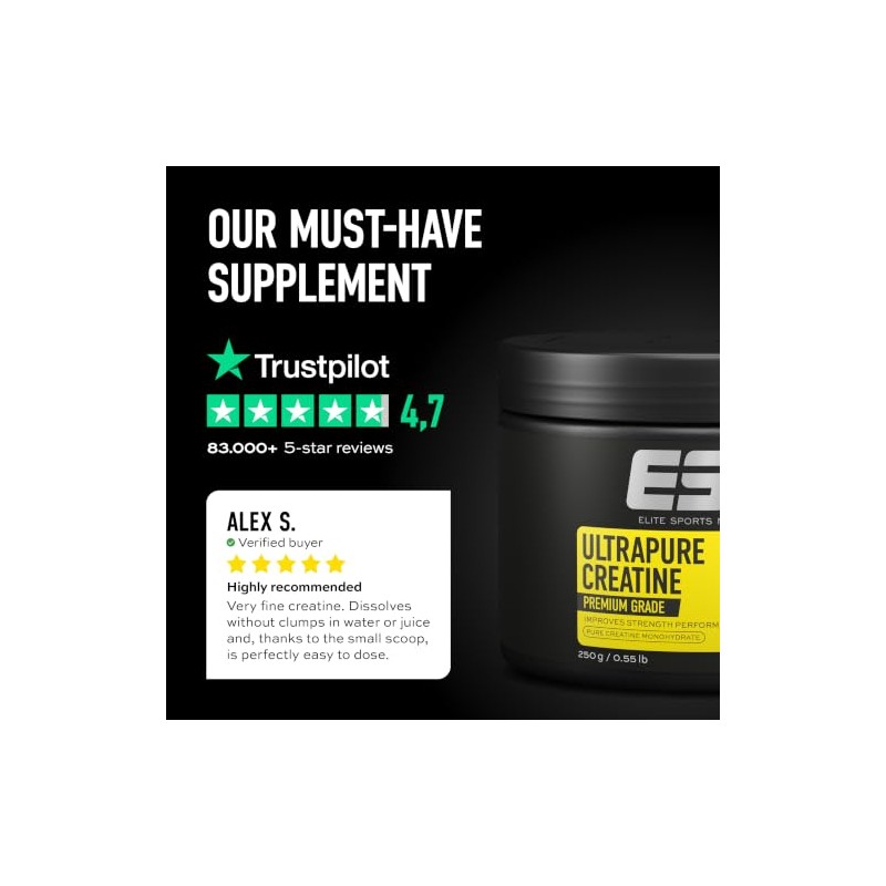 ESN Ultrapure Creatine Monohydrate, 250 g, 62 Servings, Fresh Cherry