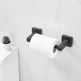 Leyden Toilet Paper Holder Matte Black, Modern Wall Mount Toilet Tissue Holder for Bathroom, Square Double Base Toilet Roll Holder
