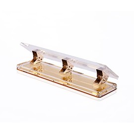 Mouchoi 3 Hole Punch, Acrylic Hole Puncher, 10 Sheet Capacity, Acrylic Office Supplies, Gold