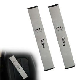 VONJUMA Pack of 2 Seat Belt Pads, Car Seat Belt Protector with Cat Motif, Protective Cushion and Velvet Bag, Large for More Comfort on the Journey