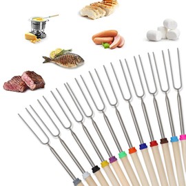 12 Pack Marshmallow Toasting Forks, Extendable Roasting Sticks Kit for Camping, Picnic, Bonfire, Fireplace Telescoping Marshmallow Toasting Kits for Fire Pit Accessories