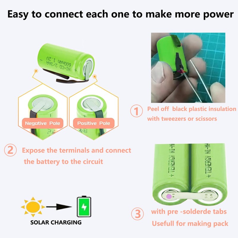 Odstore AA Ni-Cd 1.2V 2/3AA 600mAh Rechargeable Battery - 6pcs