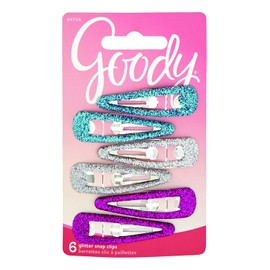 Goody Styling Essentials Girls Snap Hair Clips, Glitter, 6 Count