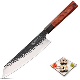 WILDMOK 9 Inch Kiritsuke Chef Knife 3 Layers 9Cr18MoV Clad Steel, Forged Gyuto Kitchen Knife with Octagonal Handle - Jiao Series