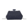 LeahWard Evening Clutch Purse, Pleated Design with Silver Chain Strap,