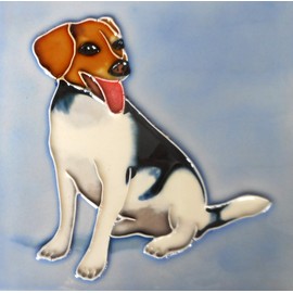 Dog hand painted ceramic art tile decor 6x6 inches