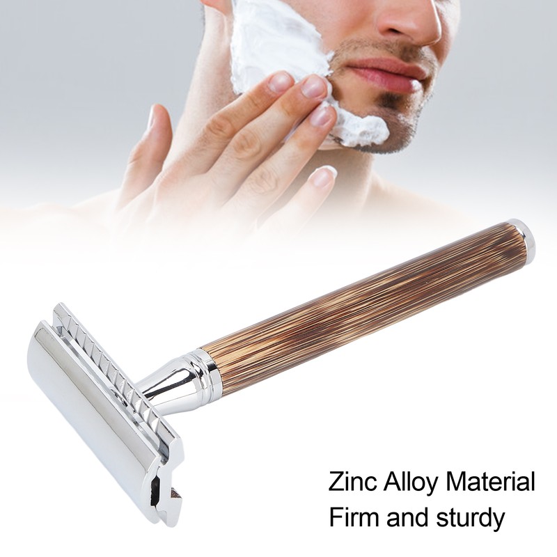 Double Edge Safety Razor Men Travel Portable Zinc Alloy Bamboo