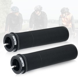 Kooogear Bike Handlebar Grips, 22 mm Bicycle Grips Non-Slip Rubber Bicycle Handle with Aluminium Lock, Ergonomic Structure Bicycle Grips MTB MXB (Black)