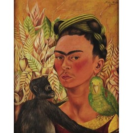 Media Storehouse Frida Kahlo Self-Portrait with Monkey and Parrot Print, 1942 - Print 10"x8" (25x20cm) (42175346)