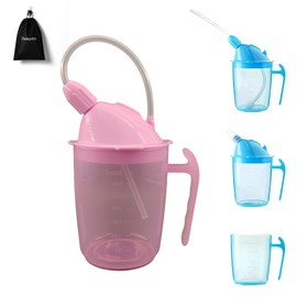 DEEYOTA Straw Cup Nursing Spill Proof Cup Nursing Cup No Spill Cup Portable Drinking Cup Suffocation Design Easy Drinking Patient Care Cup for Seniors Patients Maternity Pink