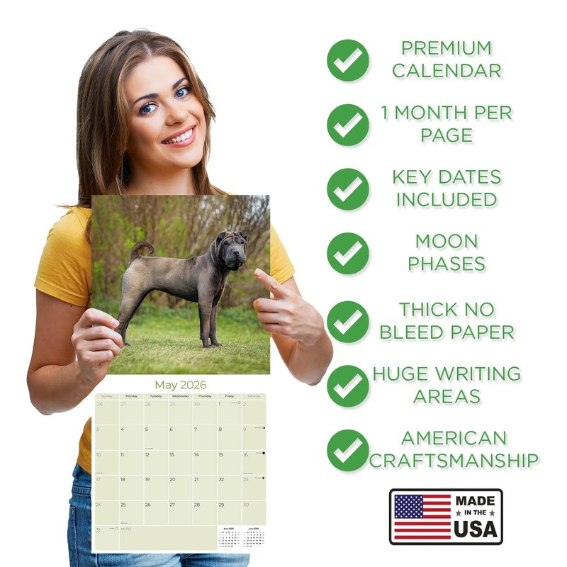 2025 2026 Shar Pei Calendar - Dog Breed Monthly Wall