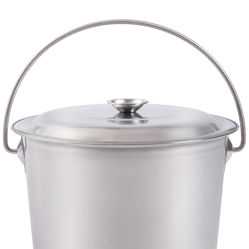 WUSILILU 14L Stainless Steel Bucket with Lid, Handle, Open Lip