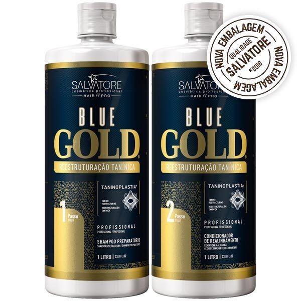 New Edition Blue Gold Tanino Restructuring Kit 2x 1 litro 33.8 Floz Salvatore 3