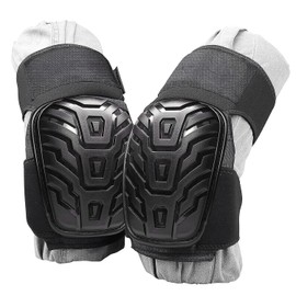 HASAKI Rodilleras de Trabajo，Rodilleras de Esponja Gruesa ， Rodilleras de deportivas profesionales con cojín de gel y correas antideslizantes,Apto para construcción, limpieza, trabajo, jardinería, deportes-Negro