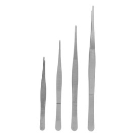 Outanaya 4PCS Stainless Steel Multi Purpose Tweezers Serrated Tip Nail Art Manicure Tweezers with Non Slip Grooved Handle Durable and Washable for Crafts and Precision Work