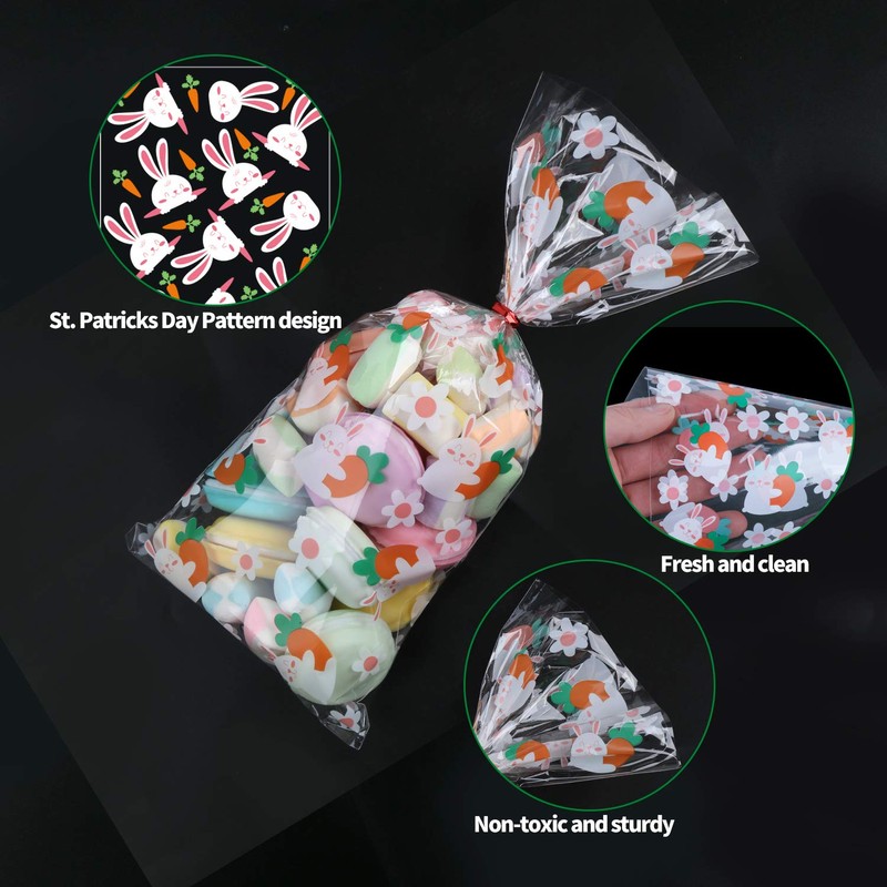 STEFORD Easter Clear Cellophane Bags,120PCS Clear Candy Cookie Treat Bags