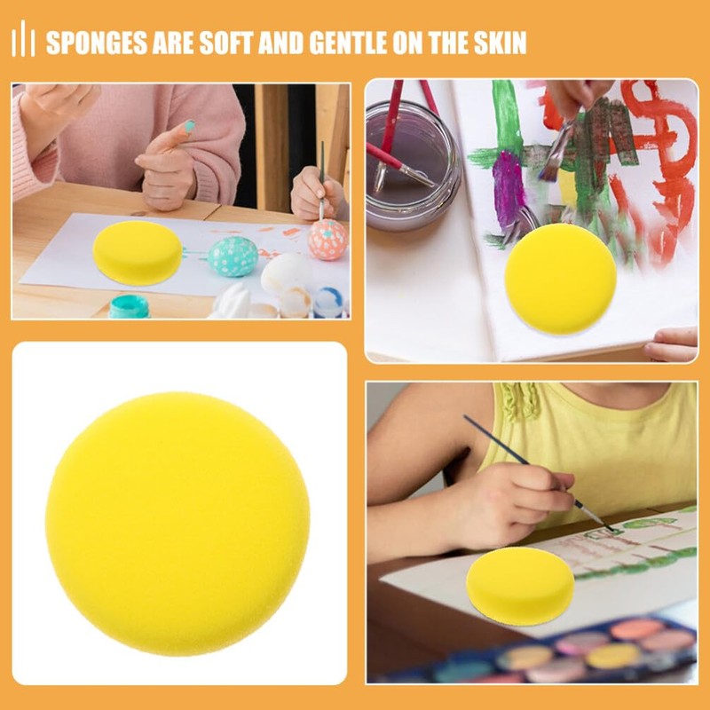 SEWACC 16pcs Sponges for Art Round Design Easy to Clean