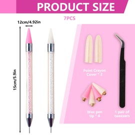 XUKZIMA 7-teiliges Set Dual Ended Strass Picker Punktierstift Dotting Pen Nail Art Tools für DIY Nagel Design und Dekoration