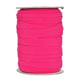 Mandala Crafts Flat Elastic Band, Braided Stretch Strap Cord Roll for Sewing and Crafting; 1/2 inch 12mm 20 Yards Hot Pink
