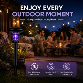 Solar Bug Zapper Lights for Outdoor Use – 4-Pack Dual-Mode Mosquito Trap Lamps for Patio, Garden & Camping