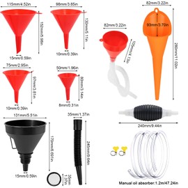 Filling Funnel Set Fuel Funnel Petrol Hand Pump Transfer Pump Petrol Pump 8 Pieces Universal Car Petrol Fuel Funnel with Removable Hose and Manual Oil Absorber (8 Pieces)