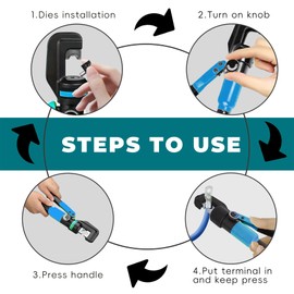 waltyotur Hydraulic A/C Hose Crimper Hydra-Krimp Crimping Tool Handheld Hydraulic Clamp A/C Set with 7 Pairs of Dies for Barbed and Beaded Hose Fittings IG-71500