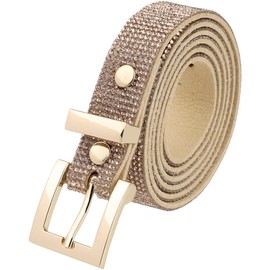 Elerevyo Women Rhinestone Belts, Bling Crystal Sparkly Diamond Sequins Shiny Soft Waistband for Party Jeans Dresses 110x1.9cm/43.3x0.7(LxW) Bronze