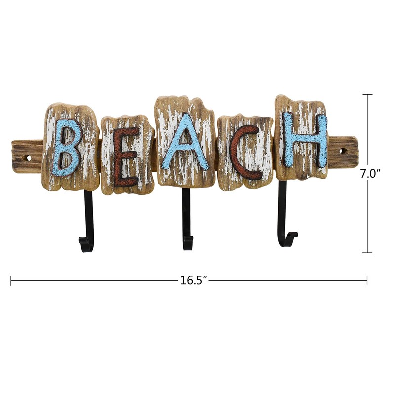 Aecipl Wooden Wall Hooks Nautical Decor Hanging Letters Sign Beach