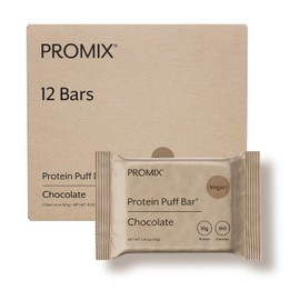 Promix Nutrition Vegan Protein Puff Bars | High Protein, Low Calorie Marshmallow Crispy Treat | Kosher, Soy Free - Chocolate