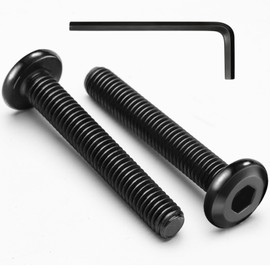 Krysay M8 x 55mm 15Pcs Flat Head Hex Socket Cap Screws Bolts,304 Stainless Steel 18-8 Bolts,Full Thread,Furniture,Bed,Chair Repairs,Black Zinc Plated(with Hex Spanner)