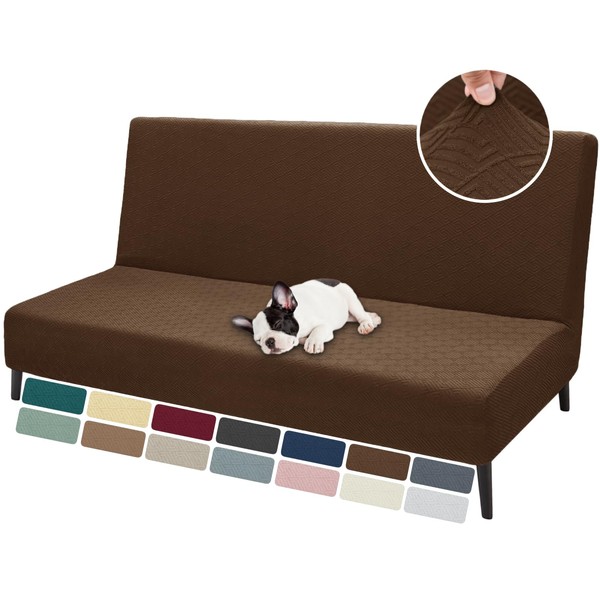 ZNSAYOTX Armless Futon Covers Full Size (67"-82") Stretch Jacquard Sofa